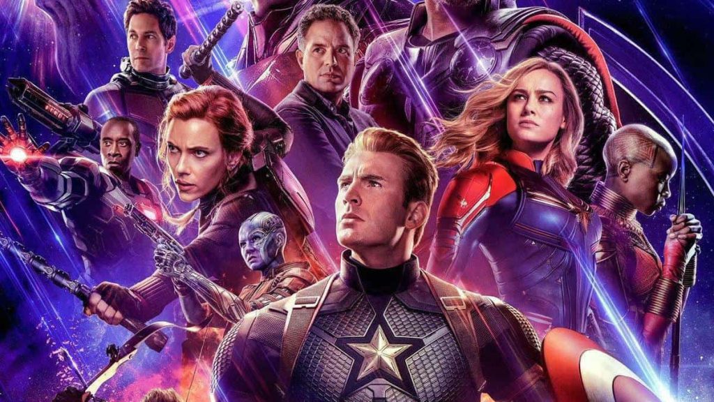 Affiche du film Avengers Endgame présentant la quasi totalité des personnages principaux.