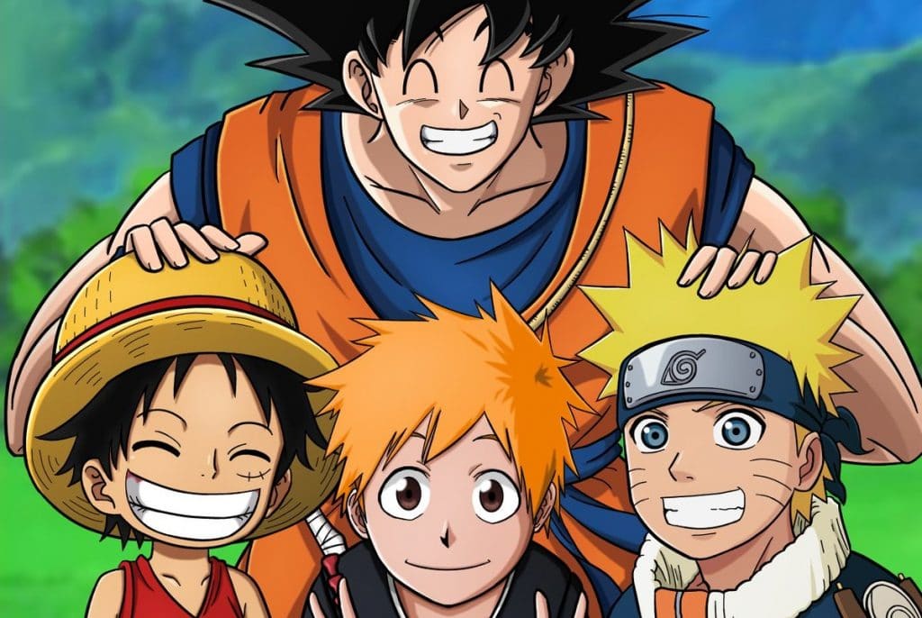 Photo de Luffy, Ichigo, Naruto et Goku.