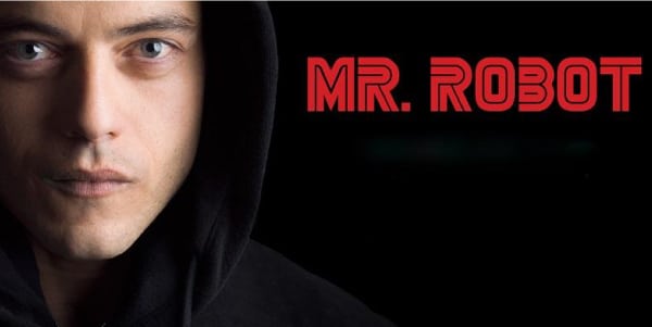 Affiche de la série Mr. Robot, avec le portrait de d'Elliot.