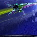 Dessin d'un x-wing en vol dans l'espace