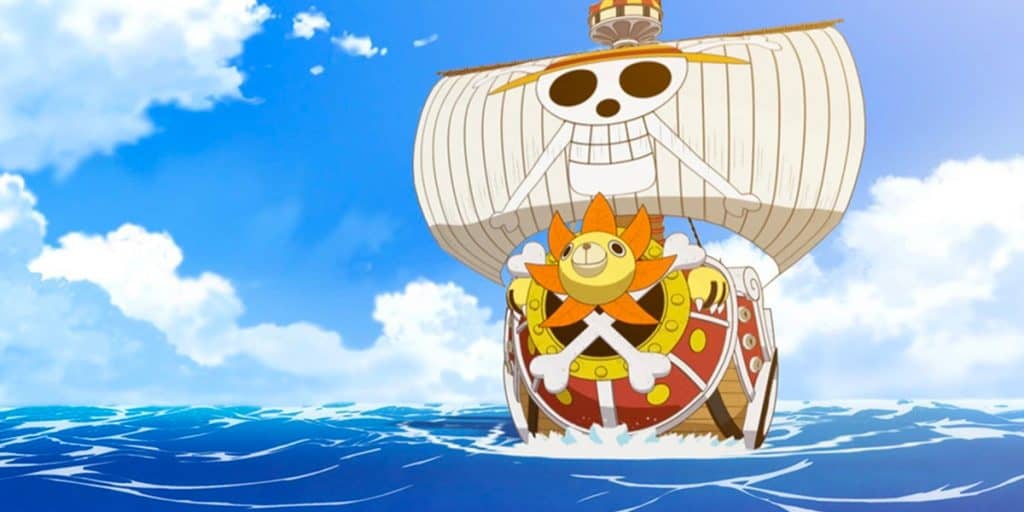Le bateau de Luffy qui navigue sur Grand Line