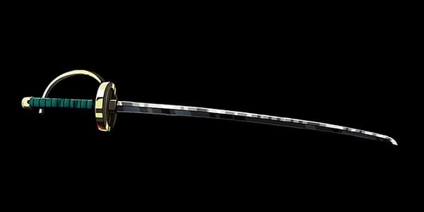 L'épée de Shanks, le gryphon sur fond noir.